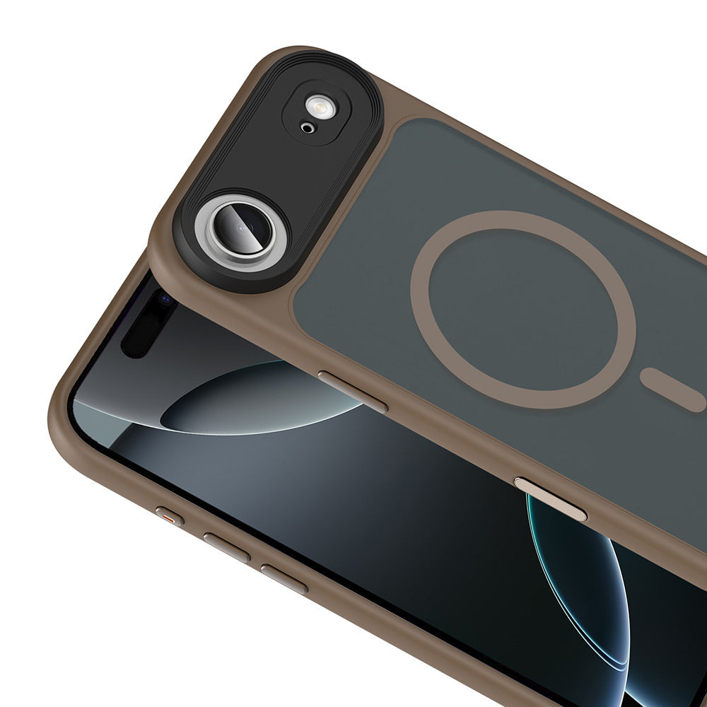 Apple iPhone 17 Air Kılıf Mat Arka Yüzey Wireless Şarj Özellikli Zore Flet M-safe Kapak Lacivert