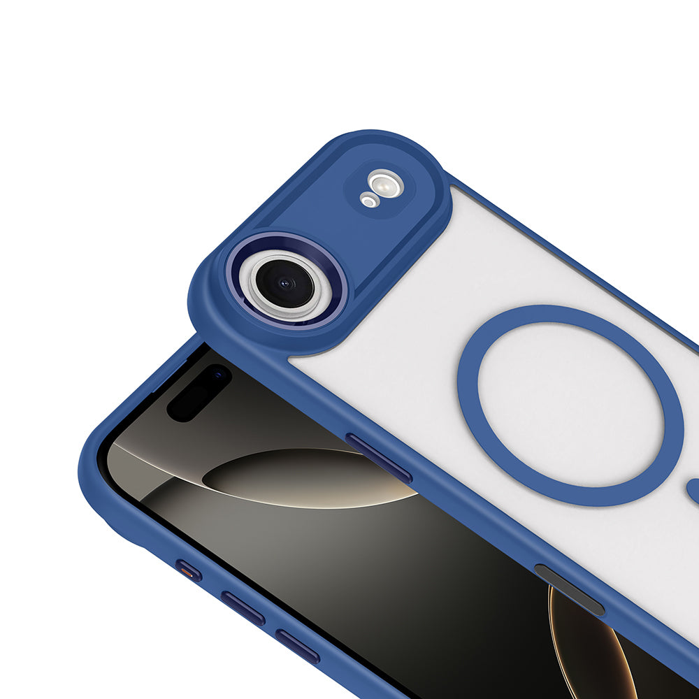 Apple iPhone 17 Air Kılıf Wireless Şarj Özellikli Zore Krom M-safe Silikon Kapak Gri