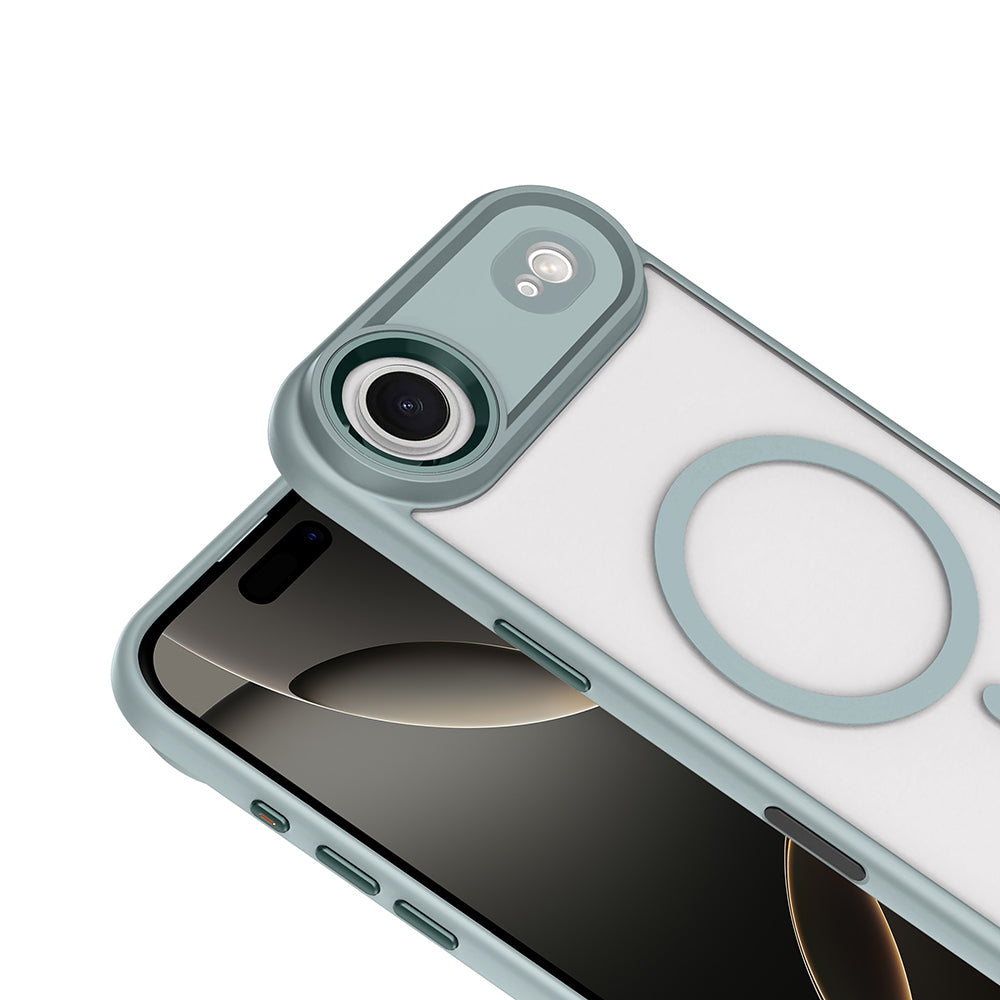 Apple iPhone 17 Air Kılıf Wireless Şarj Özellikli Zore Krom M-safe Silikon Kapak Turuncu