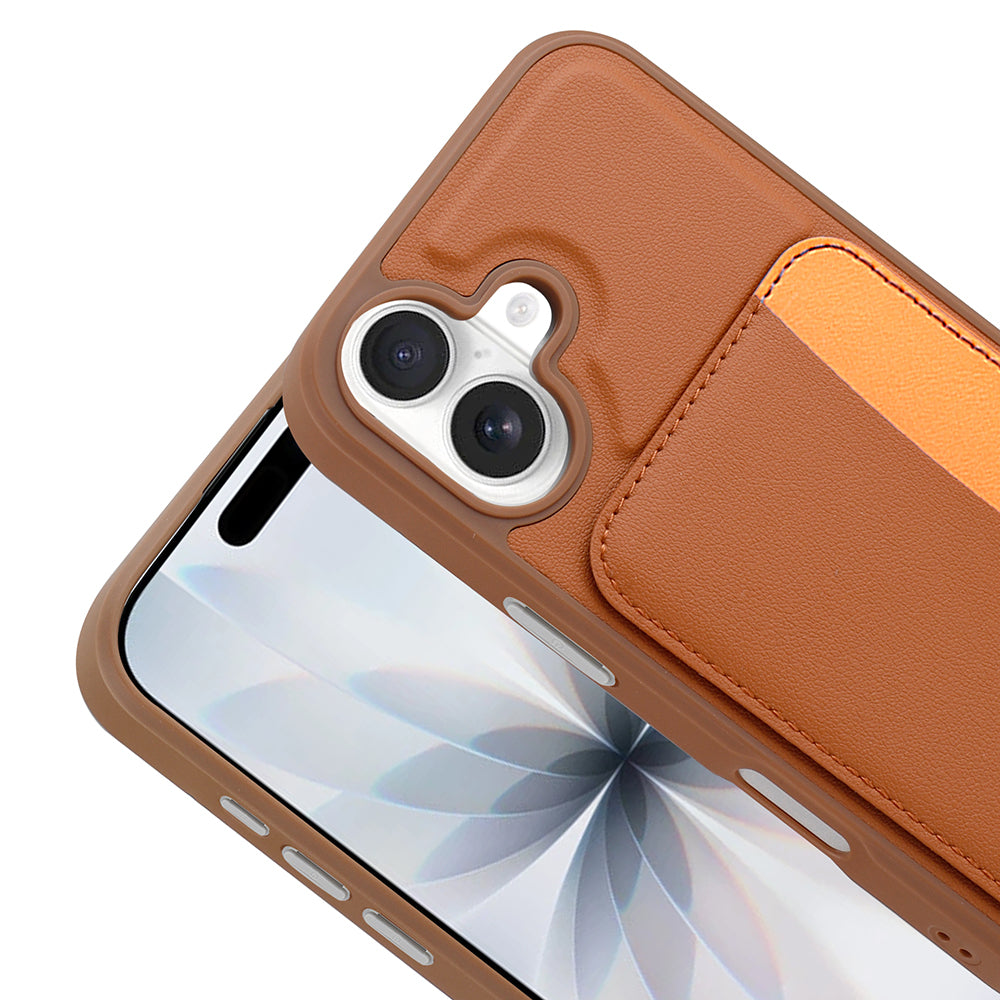 Apple iPhone 17 Kılıf Kartlıklı Zore X-Kart Silikon Kapak Turuncu