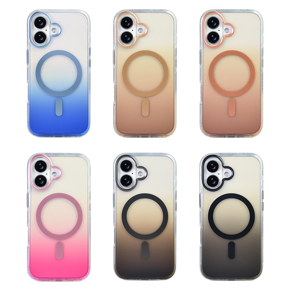 Apple iPhone 17 Kılıf M-safe Şarj Özellikli Transparan Renk Geçişli Zore Toros Kapak Siyah