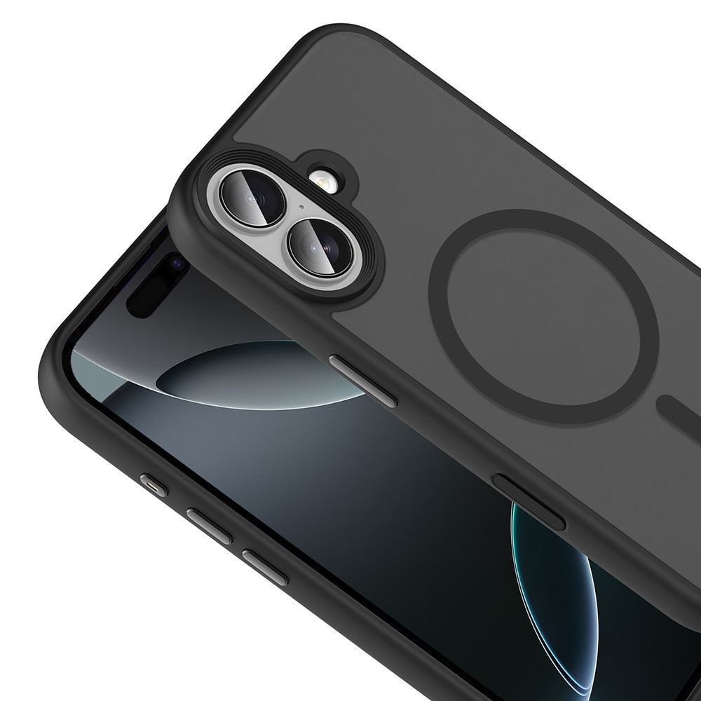 Apple iPhone 17 Kılıf Mat Arka Yüzey Wireless Şarj Özellikli Zore Flet M-safe Kapak Lacivert