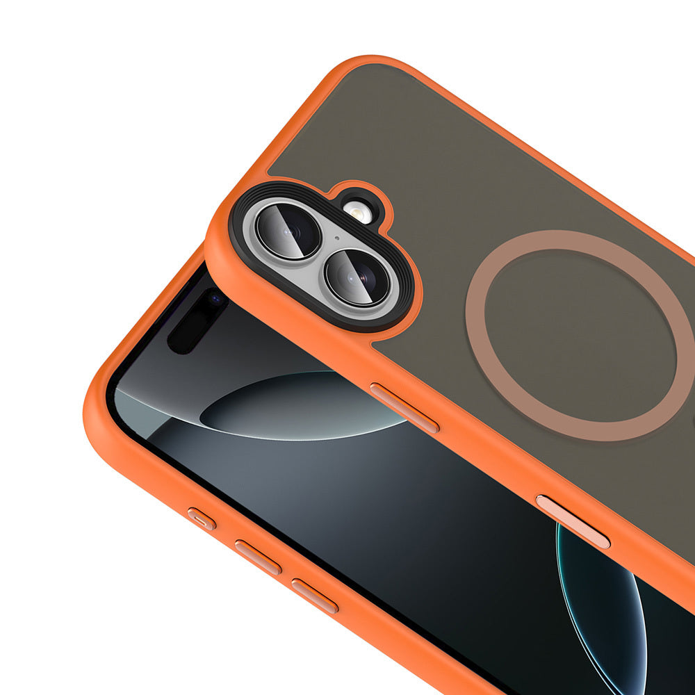 Apple iPhone 17 Kılıf Mat Arka Yüzey Wireless Şarj Özellikli Zore Flet M-safe Kapak Siyah