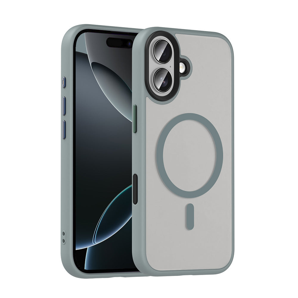 Apple iPhone 17 Kılıf Mat Arka Yüzey Wireless Şarj Özellikli Zore Flet M-safe Kapak Siyah