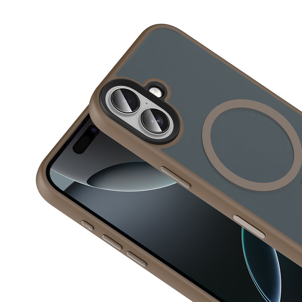 Apple iPhone 17 Kılıf Mat Arka Yüzey Wireless Şarj Özellikli Zore Flet M-safe Kapak Gri