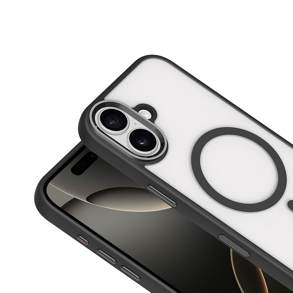 Apple iPhone 17 Kılıf Wireless Şarj Özellikli Zore Krom M-safe Silikon Kapak Siyah