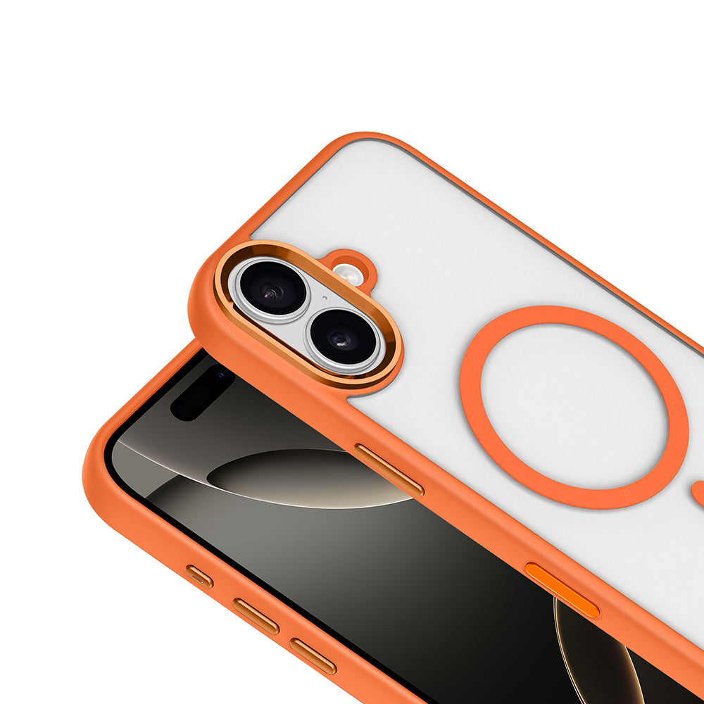 Apple iPhone 17 Kılıf Wireless Şarj Özellikli Zore Krom M-safe Silikon Kapak Desert Gold