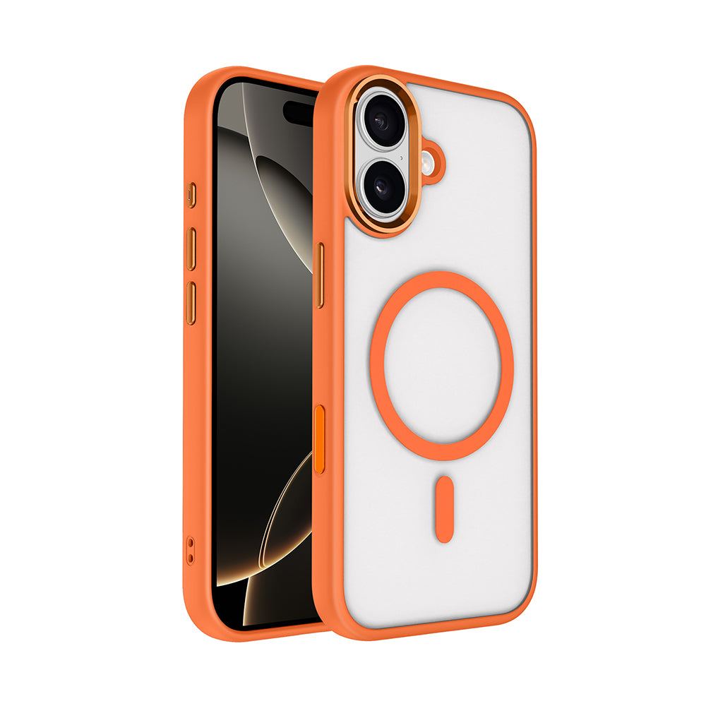 Apple iPhone 17 Kılıf Wireless Şarj Özellikli Zore Krom M-safe Silikon Kapak Lacivert