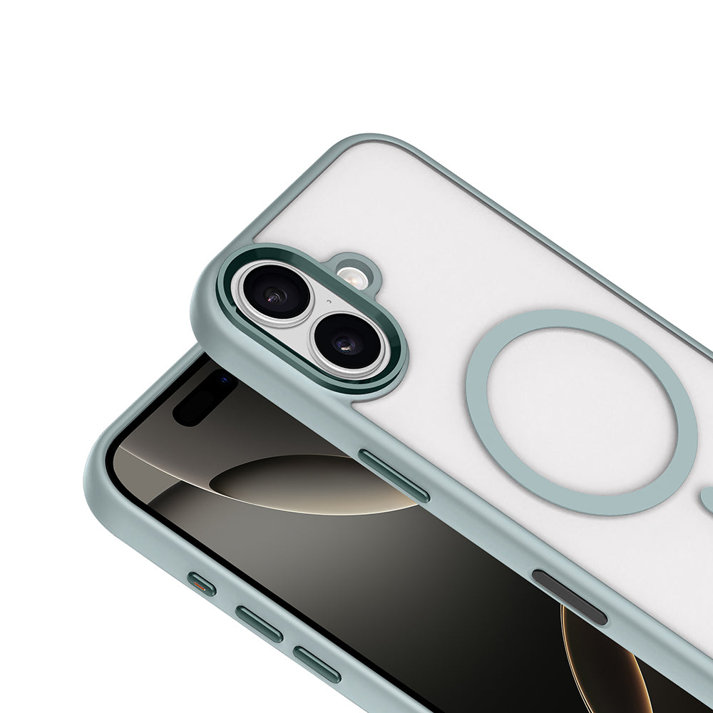 Apple iPhone 17 Kılıf Wireless Şarj Özellikli Zore Krom M-safe Silikon Kapak Lacivert