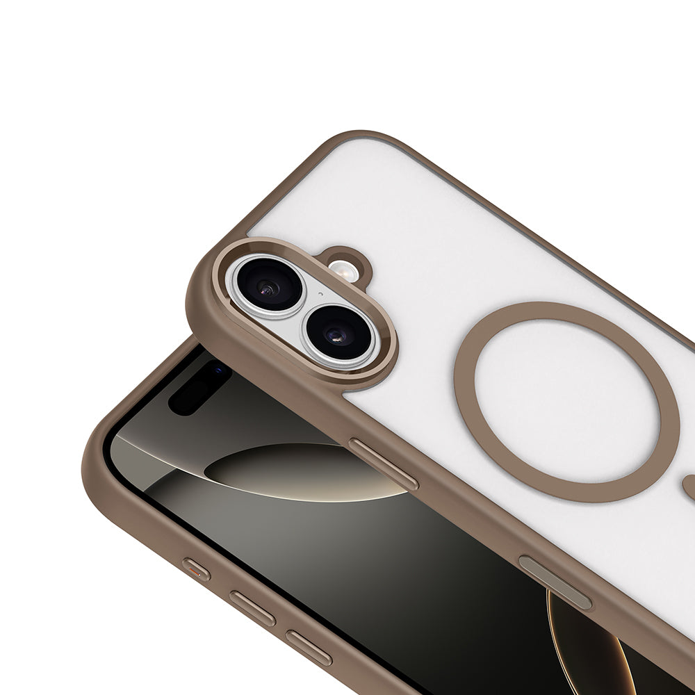 Apple iPhone 17 Kılıf Wireless Şarj Özellikli Zore Krom M-safe Silikon Kapak Gri