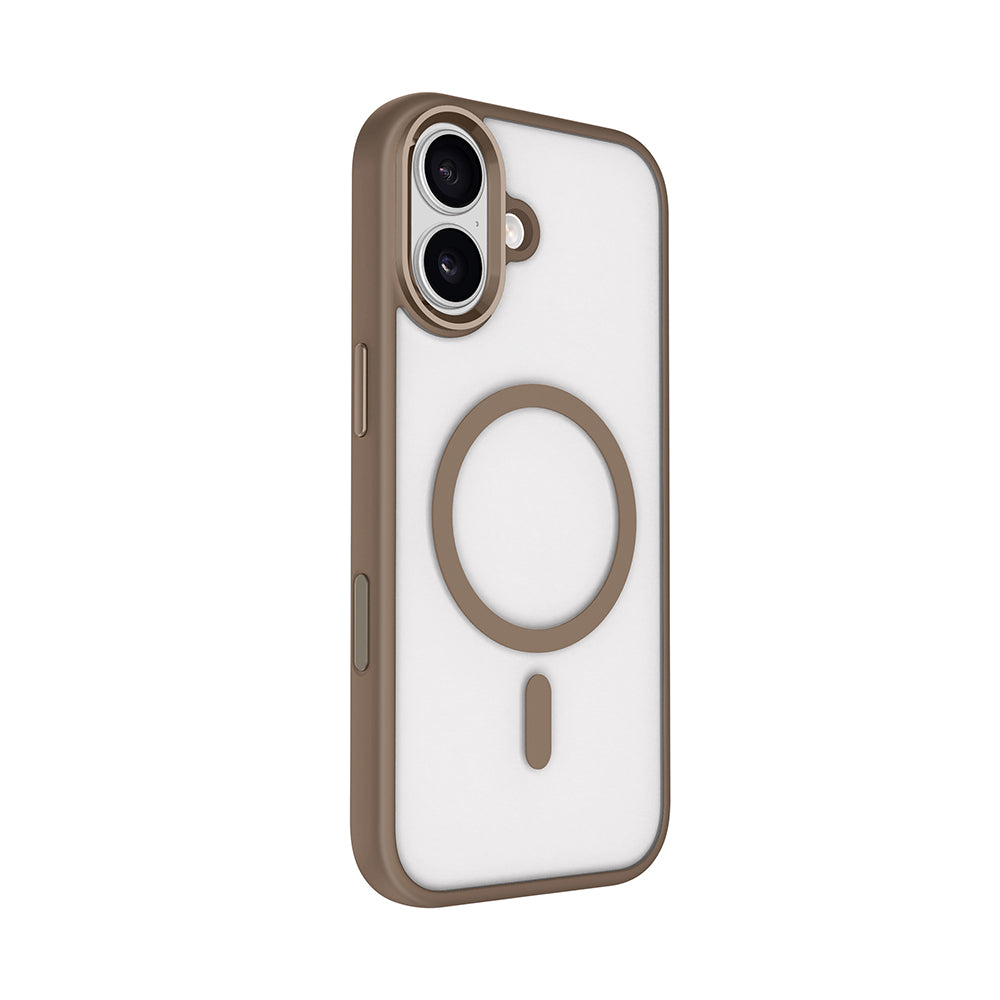 Apple iPhone 17 Kılıf Wireless Şarj Özellikli Zore Krom M-safe Silikon Kapak Desert Gold