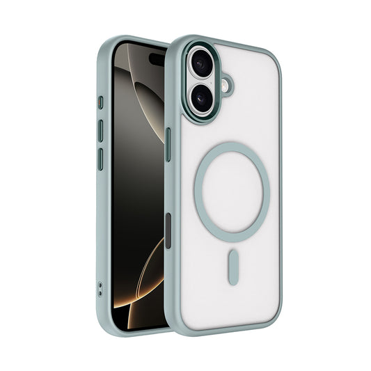 Apple iPhone 17 Kılıf Wireless Şarj Özellikli Zore Krom M-safe Silikon Kapak Gri