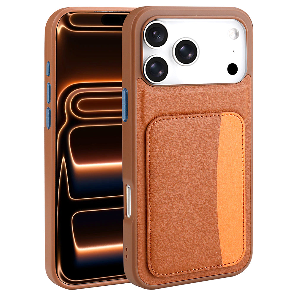 Apple iPhone 17 Pro Kılıf Kartlıklı Zore X-Kart Silikon Kapak Turuncu