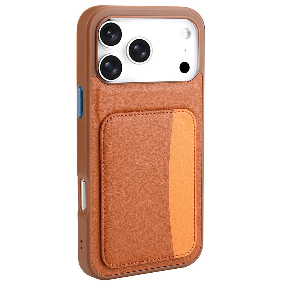 Apple iPhone 17 Pro Kılıf Kartlıklı Zore X-Kart Silikon Kapak Kahverengi