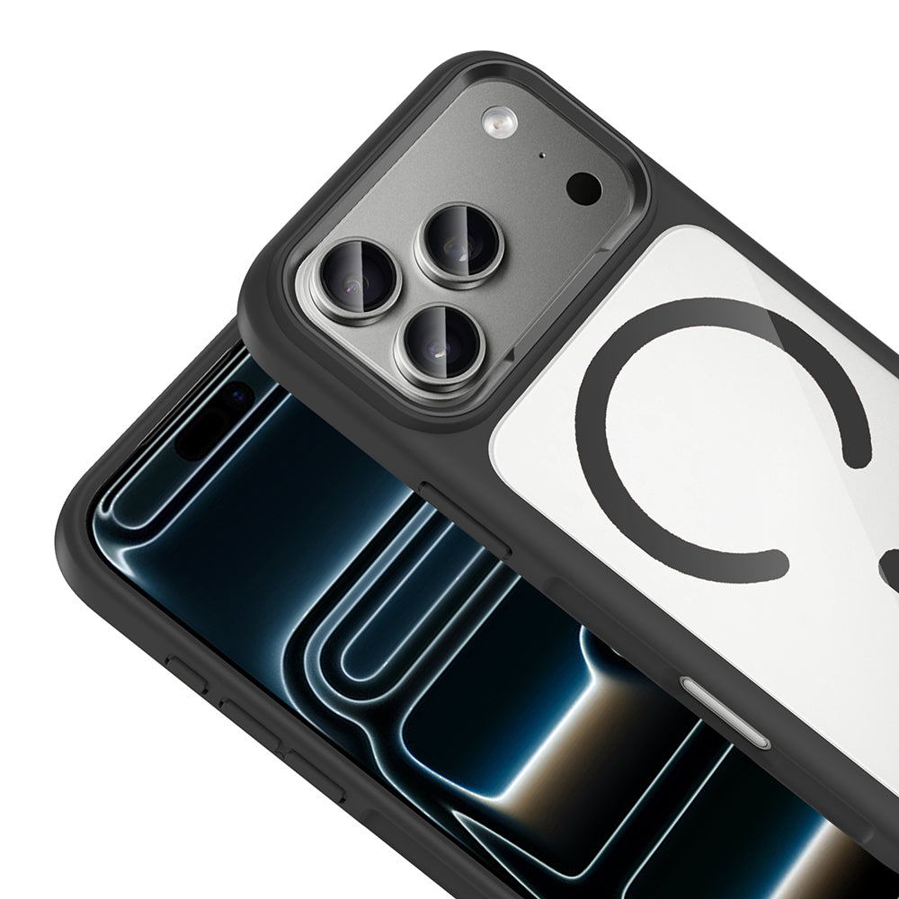 Apple iPhone 17 Pro Kılıf M-Safe Şarj Özellikli Metal Kamera Çerçeveli Zore Tiko Kapak Turuncu