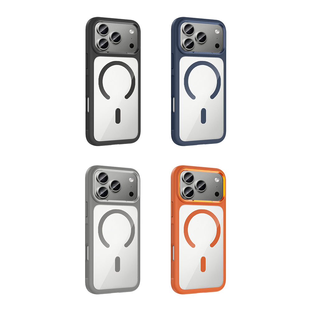 Apple iPhone 17 Pro Kılıf M-Safe Şarj Özellikli Metal Kamera Çerçeveli Zore Tiko Kapak Lacivert