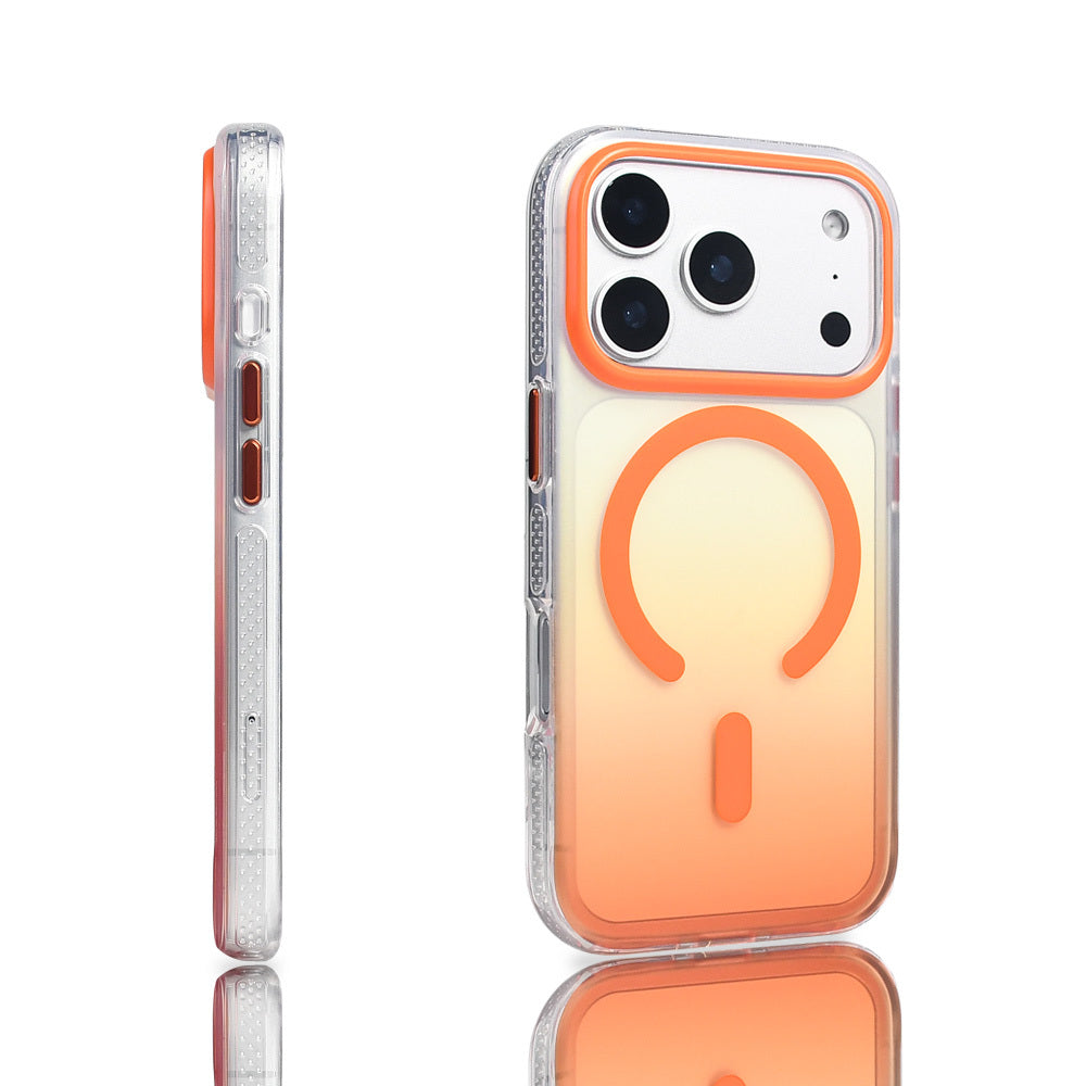 Apple iPhone 17 Pro Kılıf M-safe Şarj Özellikli Transparan Renk Geçişli Zore Toros Kapak Gold