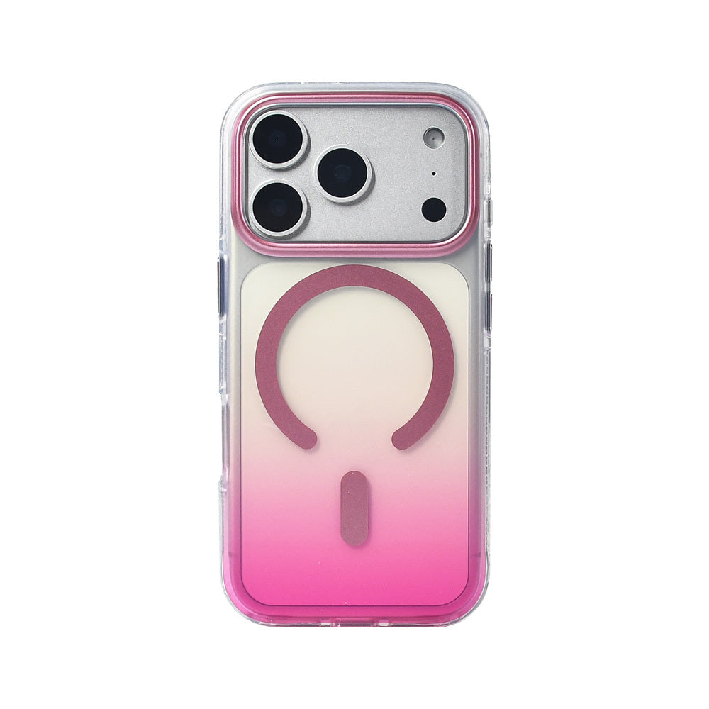 Apple iPhone 17 Pro Kılıf M-safe Şarj Özellikli Transparan Renk Geçişli Zore Toros Kapak Turuncu