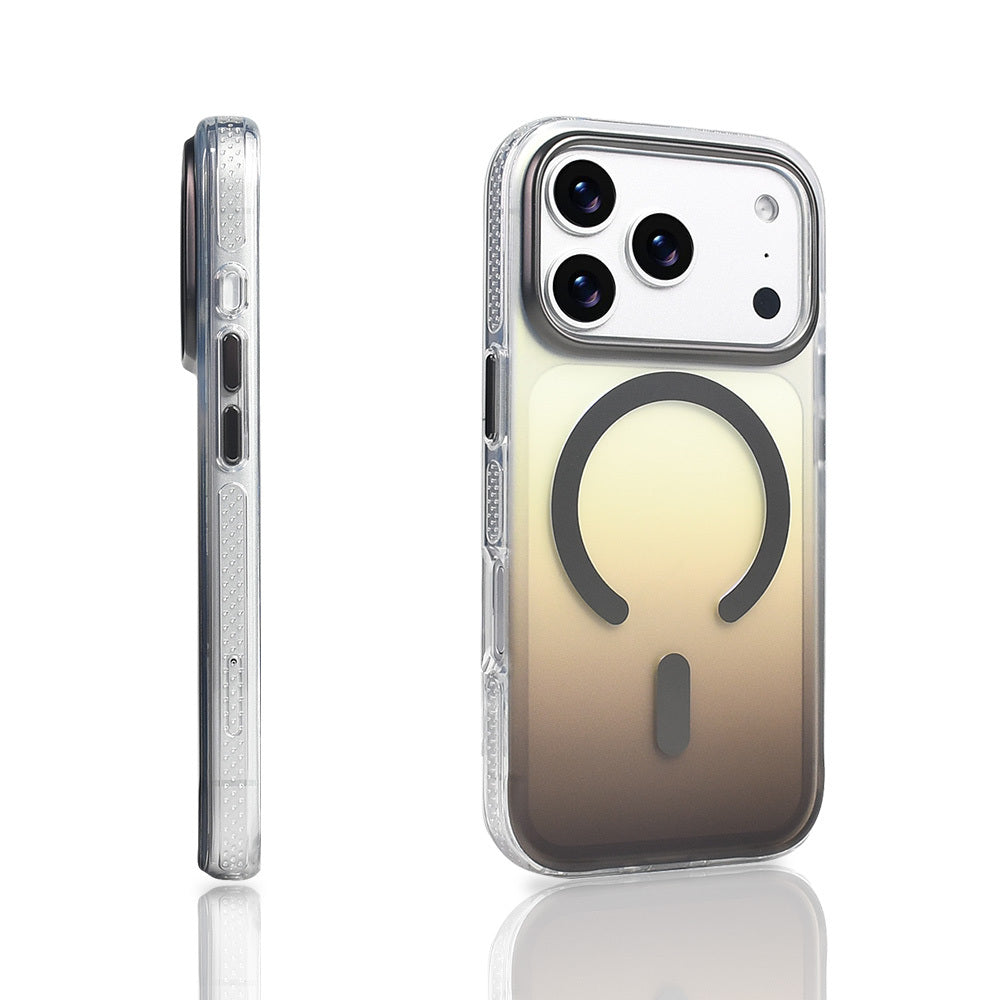 Apple iPhone 17 Pro Kılıf M-safe Şarj Özellikli Transparan Renk Geçişli Zore Toros Kapak Rose Pembe