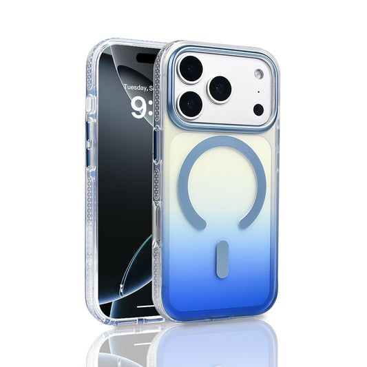 Apple iPhone 17 Pro Kılıf M-safe Şarj Özellikli Transparan Renk Geçişli Zore Toros Kapak Mavi