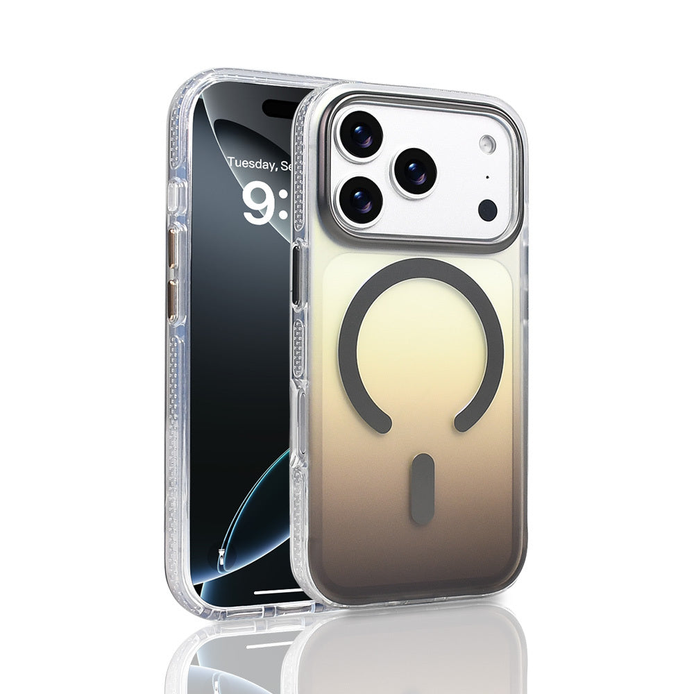 Apple iPhone 17 Pro Kılıf M-safe Şarj Özellikli Transparan Renk Geçişli Zore Toros Kapak Gri