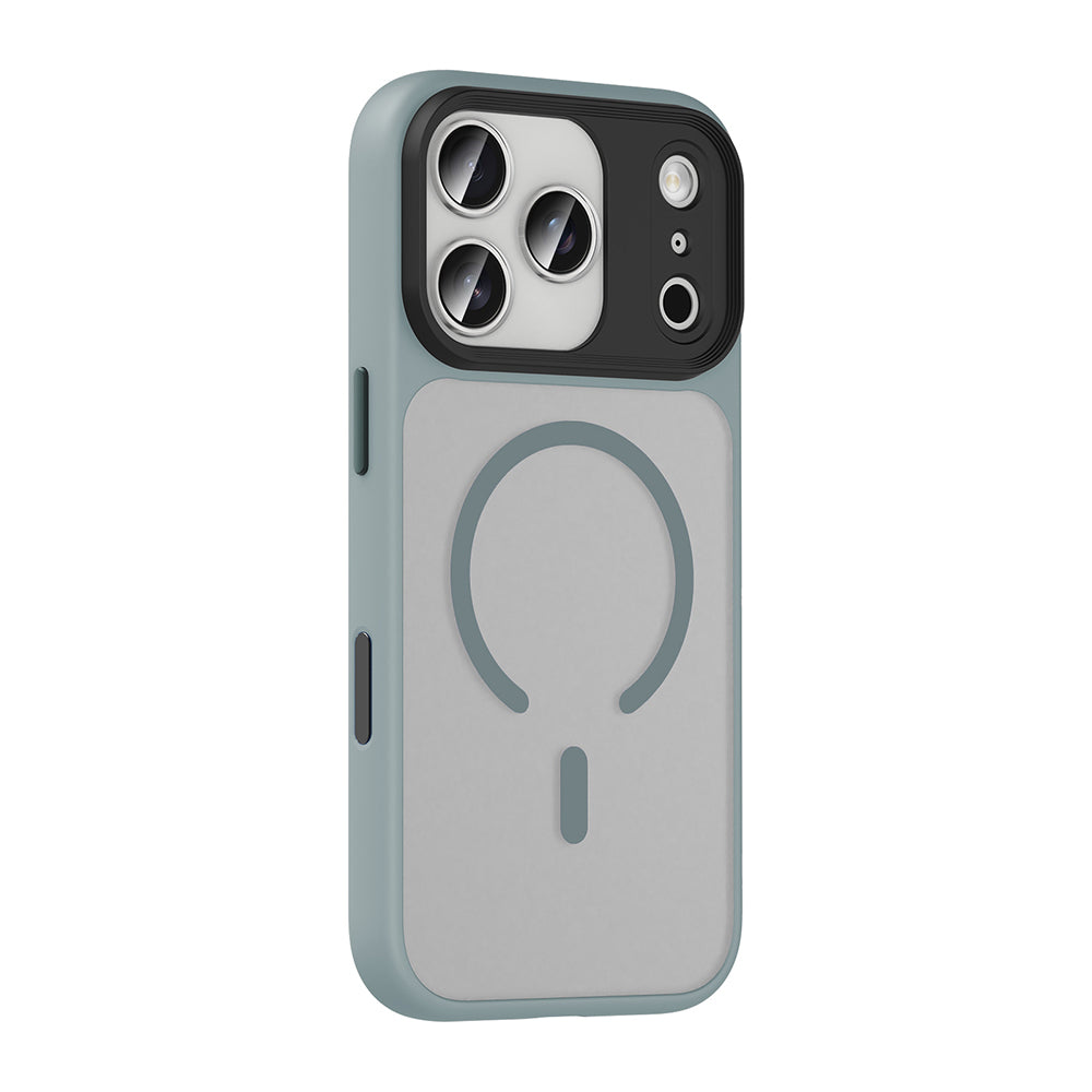 Apple iPhone 17 Pro Kılıf Mat Arka Yüzey Wireless Şarj Özellikli Zore Flet M-safe Kapak Lacivert