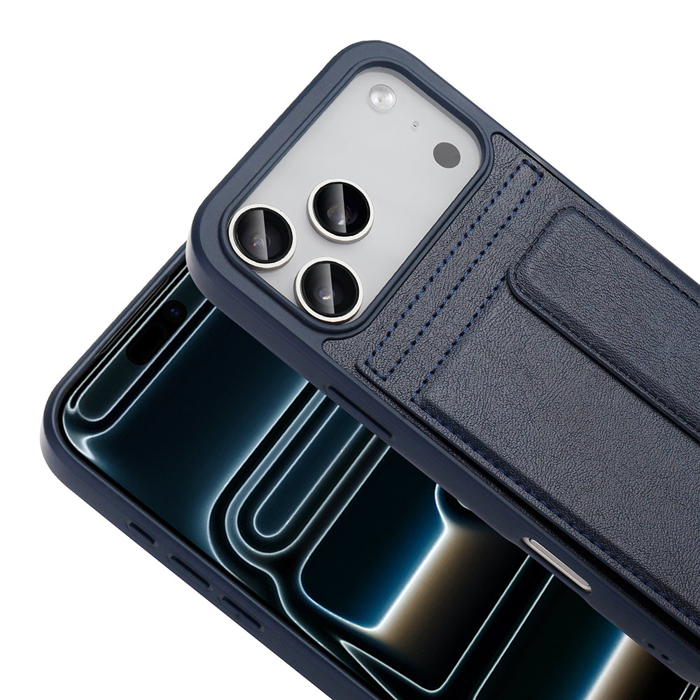 Apple iPhone 17 Pro Kılıf PU Deri Kartlıklı Zore Sevilla Kapak Turuncu