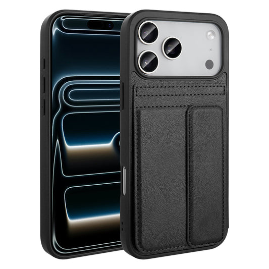 Apple iPhone 17 Pro Kılıf PU Deri Kartlıklı Zore Sevilla Kapak Siyah