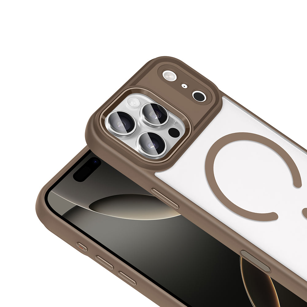 Apple iPhone 17 Pro Kılıf Wireless Şarj Özellikli Zore Krom M-safe Silikon Kapak Turuncu