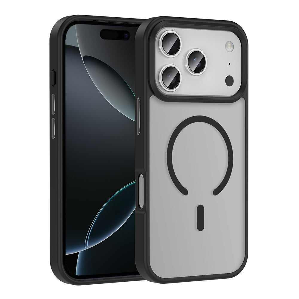 Apple iPhone 17 Pro Max Kılıf M-safe Şarj Özellikli Mat Arka Yüzey Zore Sio Kapak Siyah