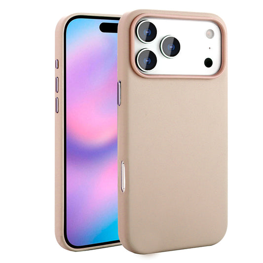 Apple iPhone 17 Pro Max Kılıf M-safe Şarj Özellikli PU Deri Görünümlü Zore Kupra Kapak Pembe