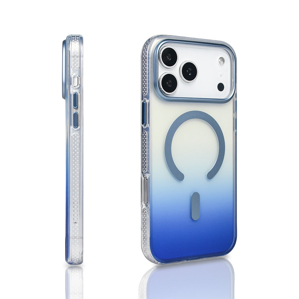 Apple iPhone 17 Pro Max Kılıf M-safe Şarj Özellikli Transparan Renk Geçişli Zore Toros Kapak Gri