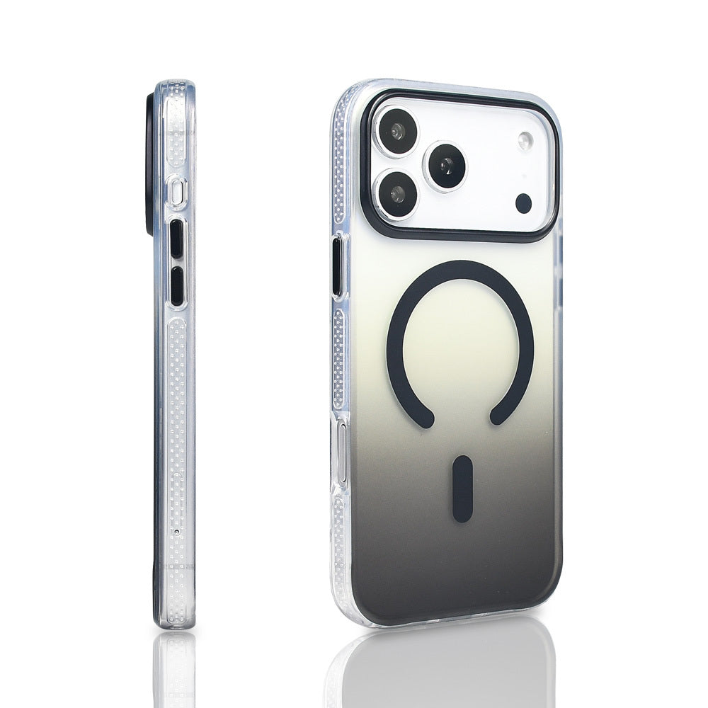 Apple iPhone 17 Pro Max Kılıf M-safe Şarj Özellikli Transparan Renk Geçişli Zore Toros Kapak Gri