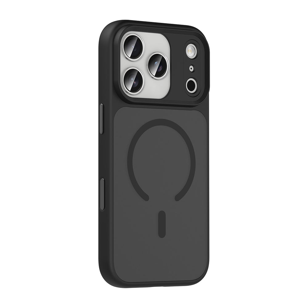 Apple iPhone 17 Pro Max Kılıf Mat Arka Yüzey Wireless Şarj Özellikli Zore Flet M-safe Kapak Gri