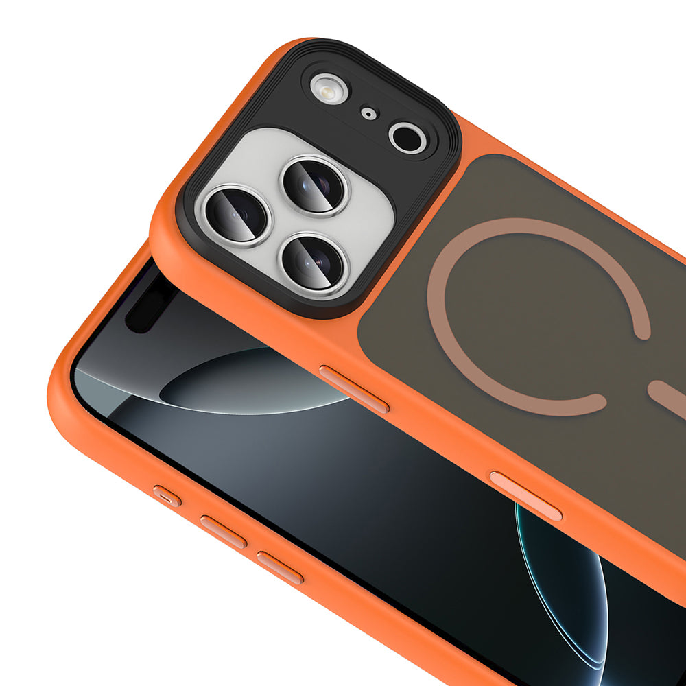 Apple iPhone 17 Pro Max Kılıf Mat Arka Yüzey Wireless Şarj Özellikli Zore Flet M-safe Kapak Lacivert