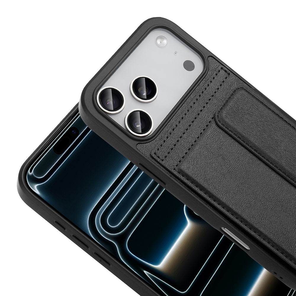 Apple iPhone 17 Pro Max Kılıf PU Deri Kartlıklı Zore Sevilla Kapak Turuncu