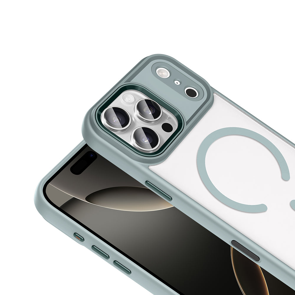 Apple iPhone 17 Pro Max Kılıf Wireless Şarj Özellikli Zore Krom M-safe Silikon Kapak Desert Gold