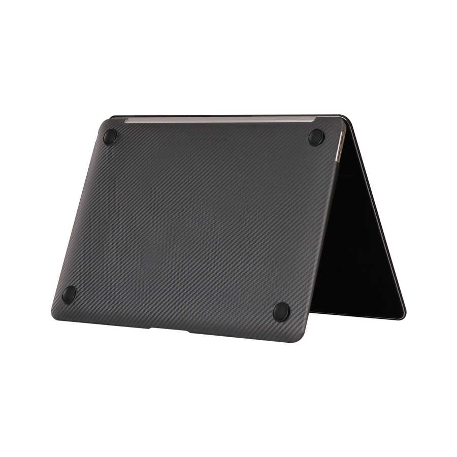 Apple Macbook 13.3' Air 2020 A2337 Zore MSoft Carbon Fiber Tasarımlı Kapak Siyah