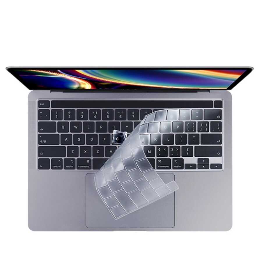 Apple Macbook 16.2' 2021 A2485 Zore Klavye Koruyucu Şeffaf Silikon Ped Renksiz
