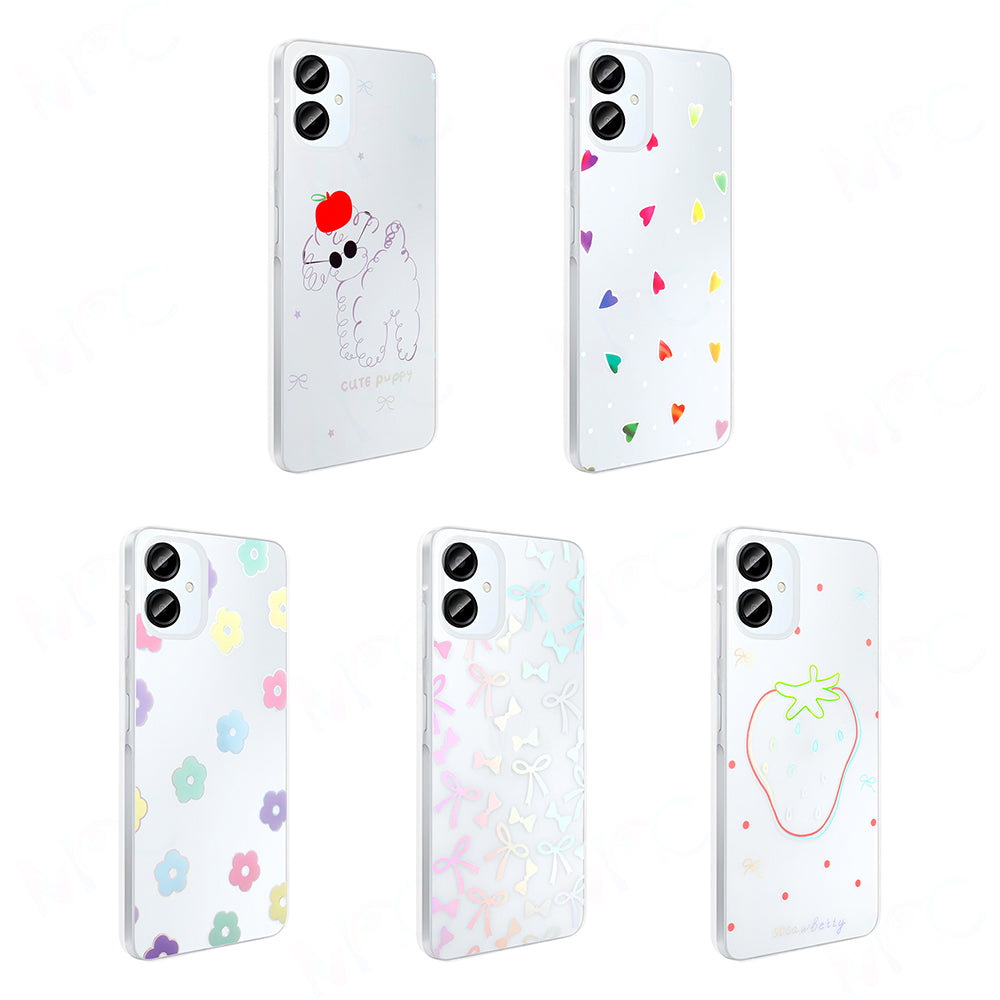 Galaxy A06 Kılıf Şeffaf Figürlü Zore Folk Sert Kapak Çilek