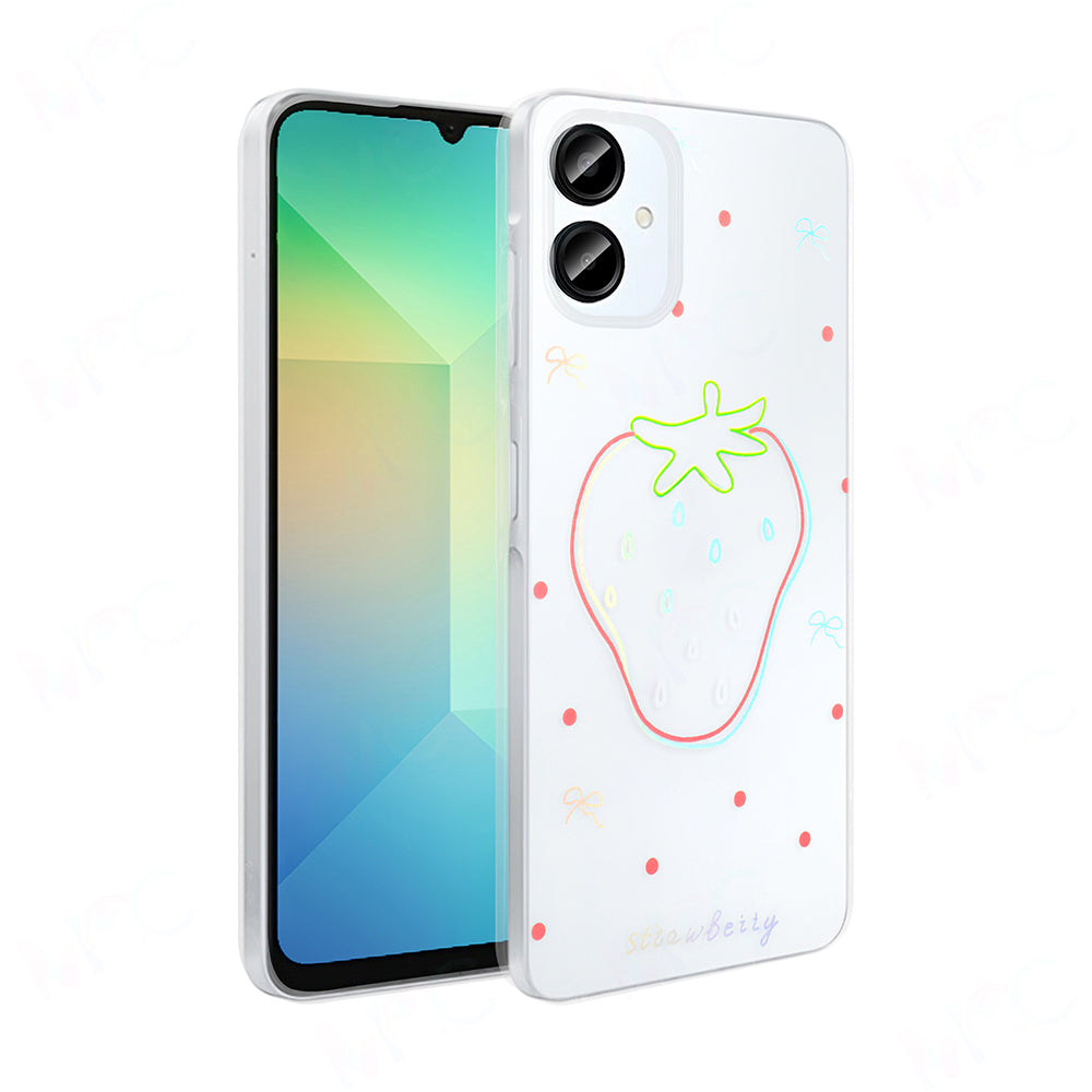 Galaxy A06 Kılıf Şeffaf Figürlü Zore Folk Sert Kapak Çilek