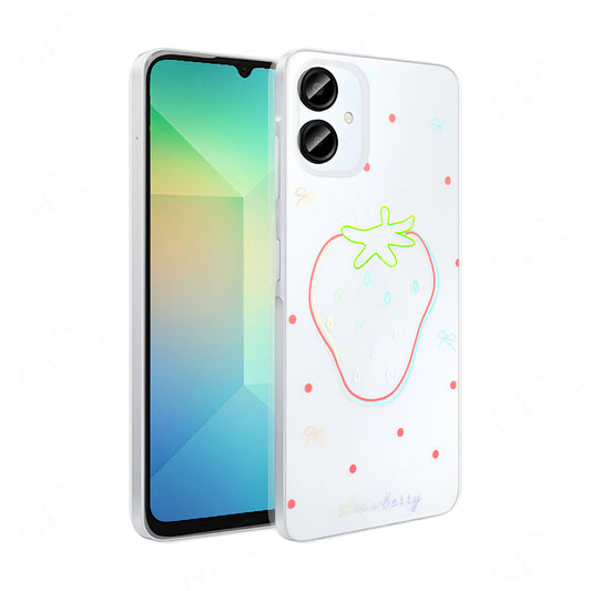 Galaxy A06 Kılıf Şeffaf Figürlü Zore Folk Sert Kapak Çilek