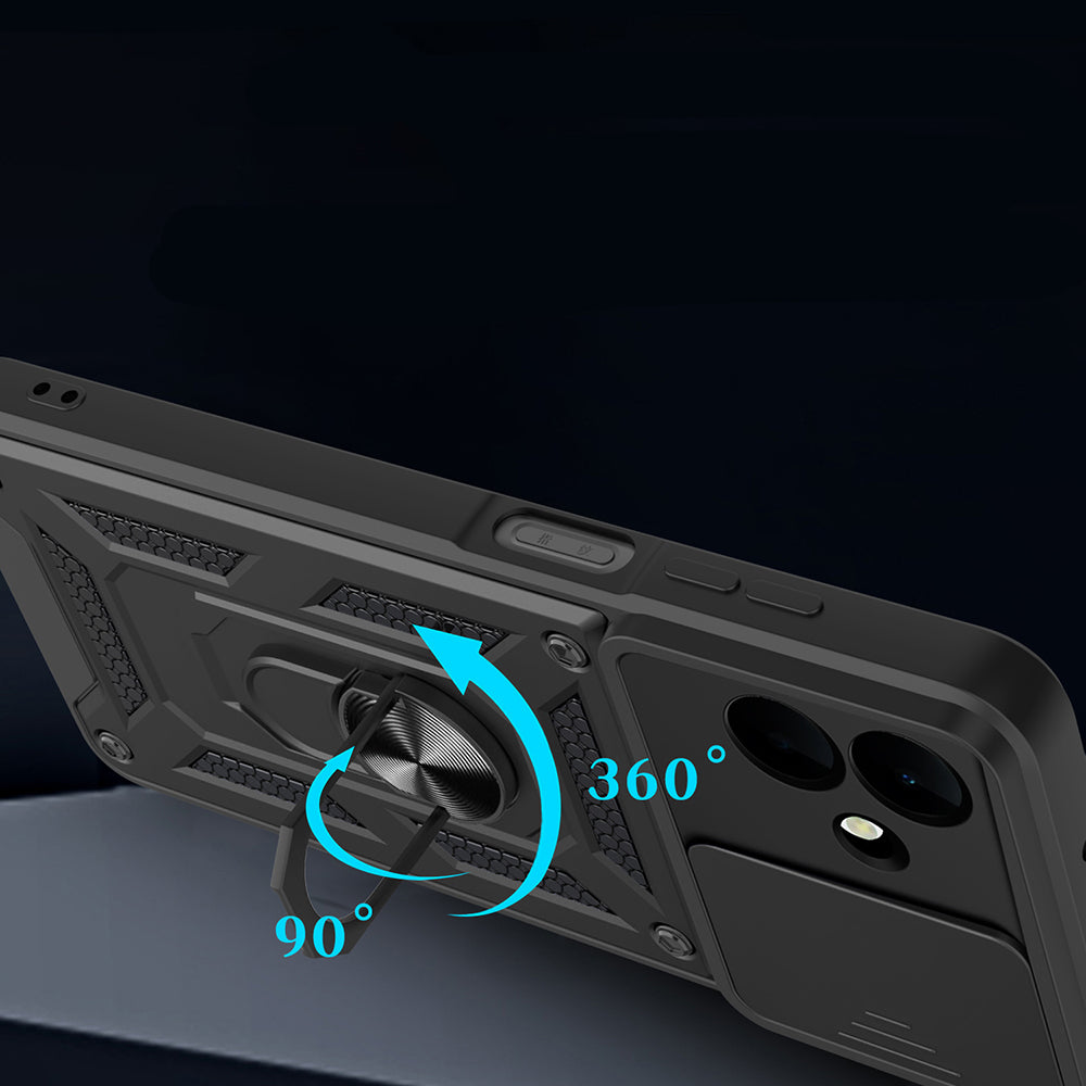 Galaxy A07 Kılıf Magnetik Standlı Kamera Korumalı Zore Sürgülü Vega Kapak Mavi