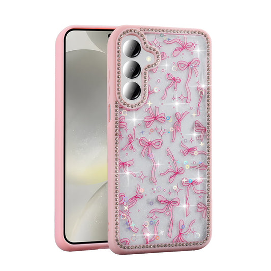 Galaxy A16 Kılıf Taşlı ve Simli Tasarım Zore Azra Kapak Pembe