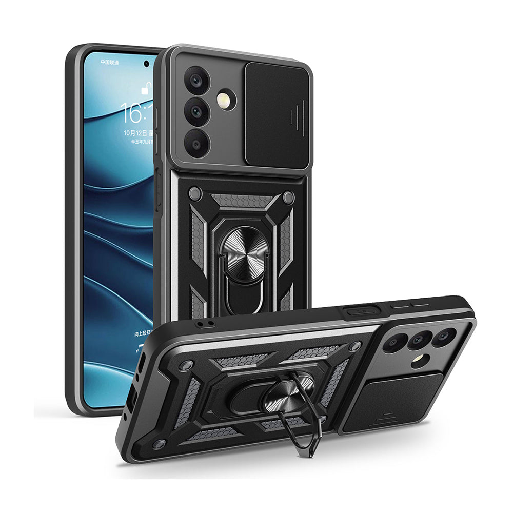 Galaxy A17 Kılıf Magnetik Standlı Kamera Korumalı Zore Sürgülü Vega Kapak Siyah