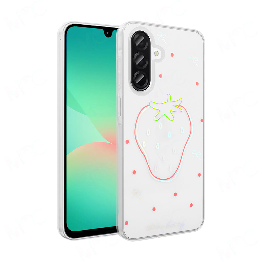 Galaxy A26 Kılıf Şeffaf Figürlü Zore Folk Sert Kapak Çilek