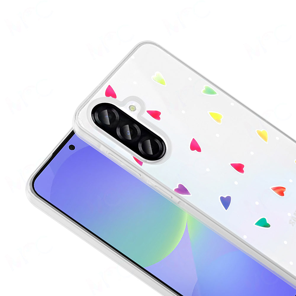 Galaxy A36 Kılıf Şeffaf Figürlü Zore Folk Sert Kapak Kalp