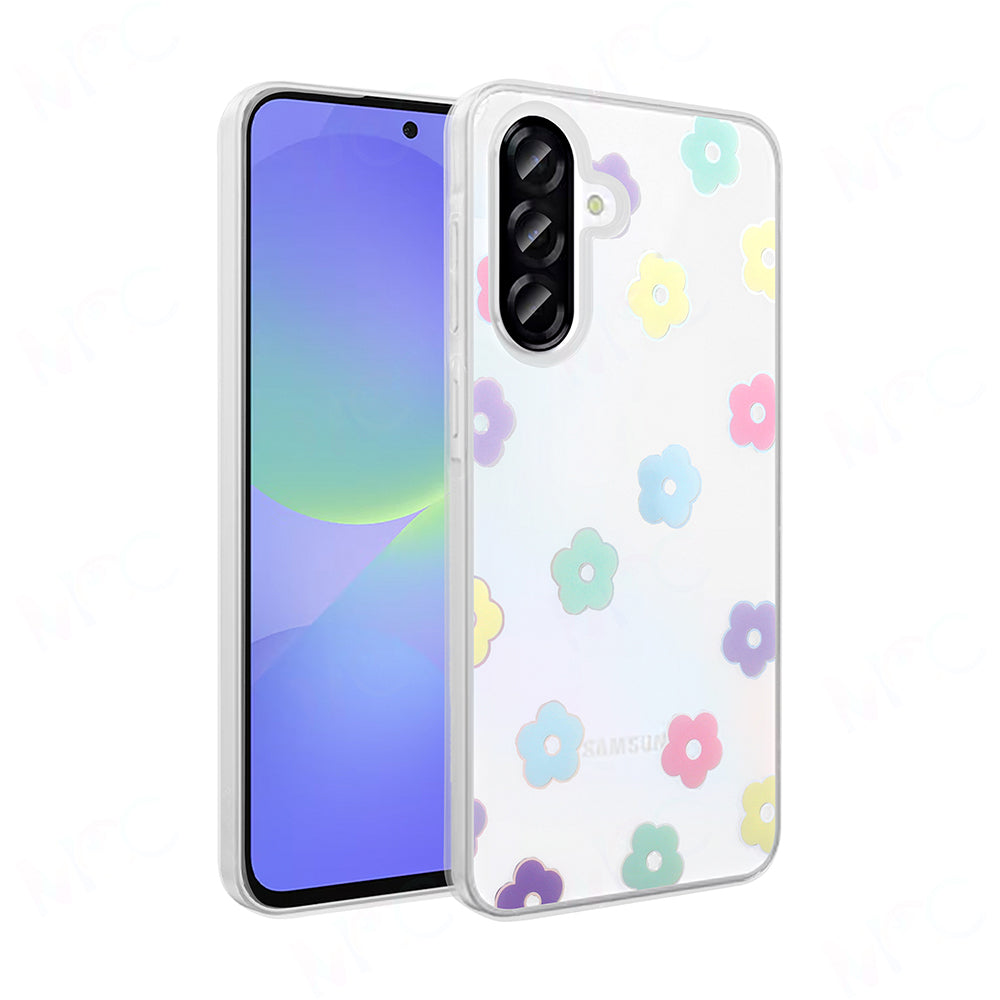 Galaxy A36 Kılıf Şeffaf Figürlü Zore Folk Sert Kapak Papatya