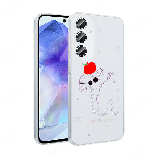 Galaxy A55 Kılıf Şeffaf Figürlü Zore Folk Sert Kapak Sevimli Köpek