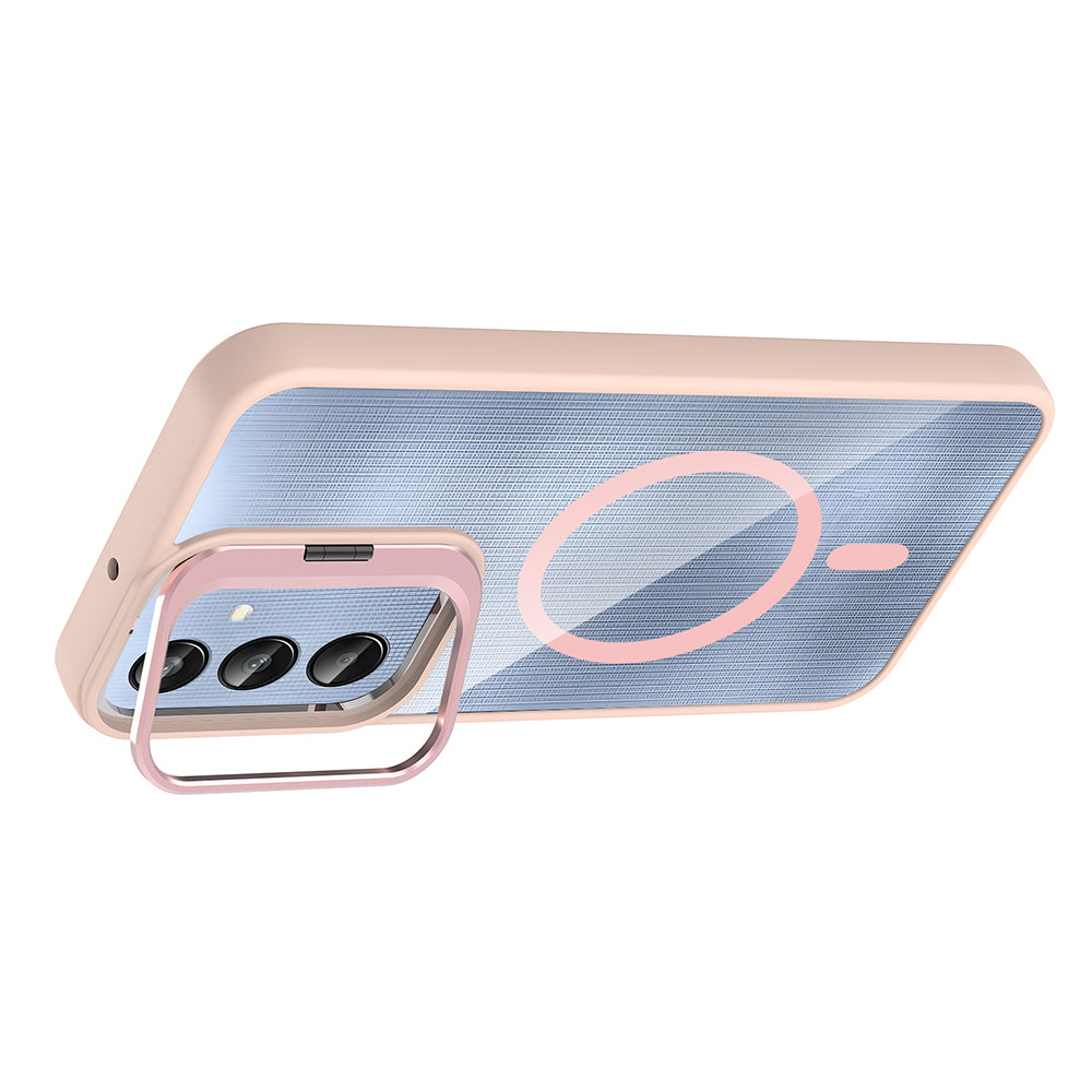 Galaxy A56 Kılıf Standlı ve Kamera Lens Hediyeli Zore Etro Kapak Lacivert